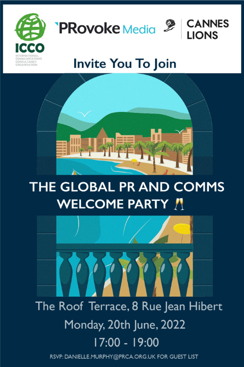 Upcoming Event: “Welcome Drinks by PRovoke Cannes” on June 19 2023 Organized by PRovoke & ICCO