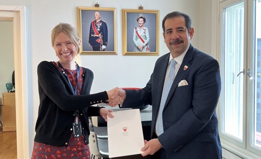 Norwegian Foreign Ministry Chief of Protocol Receives Credentials from Bahraini Ambassador